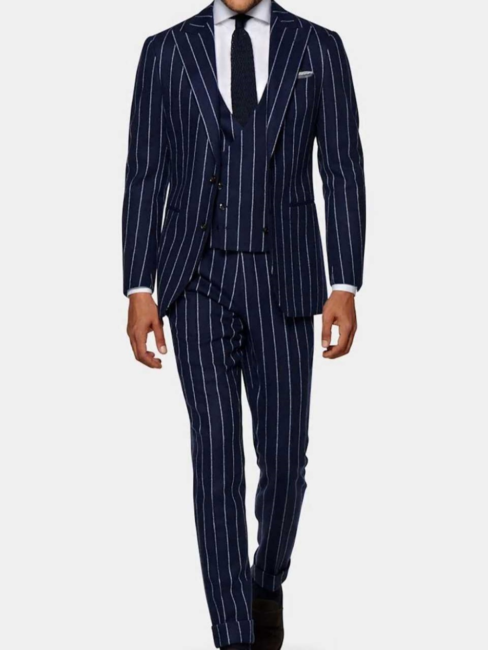 フォーマルウェディングタキシード3ピースピンストライプビジネ - Formal Wear Jersey For Men のレビューと価格