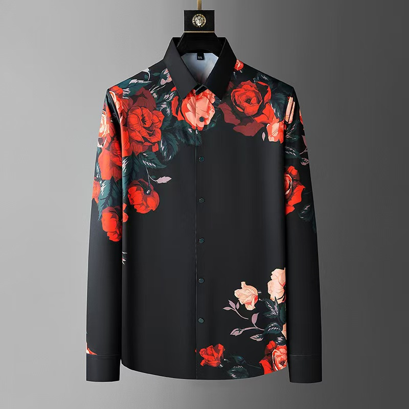 メンズ長袖シャツ,ヴィンテージ,フローラルプリント,社交クラ - Men Formal Party Wear Shirt のレビューと価格