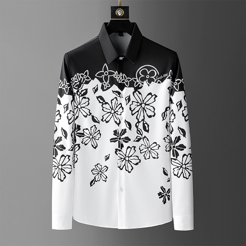 メンズ長袖シャツ,ヴィンテージ,フローラルプリント,社交クラ - Men Formal Party Wear Shirt のレビューと価格