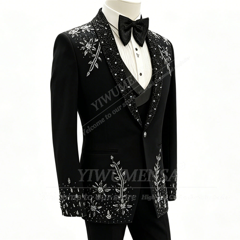 ブリリアントクリスタルビーズ刺繍スーツ メンズフォーマルウェ - Men'S Formal Dinner Wear のレビューと価格
