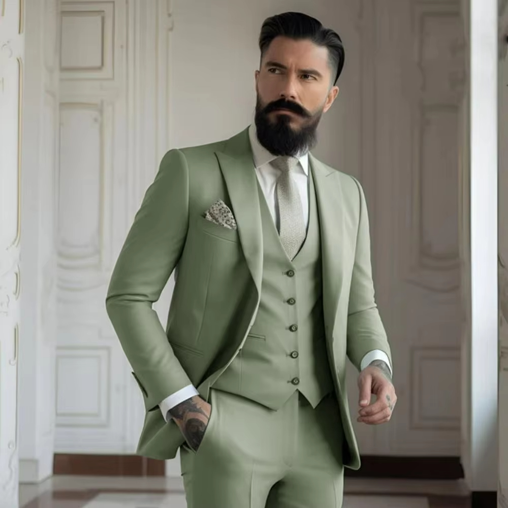 カーキメンズタキシード結婚式のスーツ男性用オーダーメイド新郎 - Khaki Formal Wear Men のレビューと価格