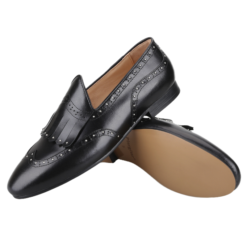 Piergitar-黒のカーフスキンベルギーのローファー、パ - Men'S Formal Wear Slippers のレビューと価格