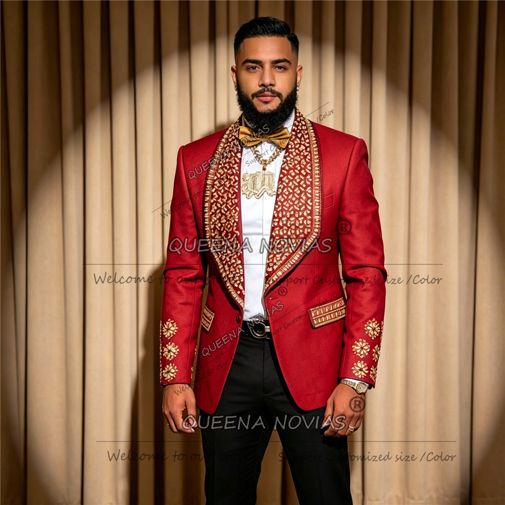 メンズ限定ウェディングタキシード ゴールドジュエリーストーン - Formal Wear Jersey For Men のレビューと価格