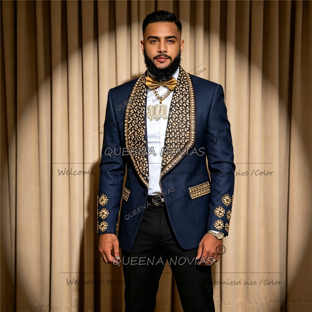 メンズ限定ウェディングタキシード ゴールドジュエリーストーン - Formal Wear Jersey For Men のレビューと価格