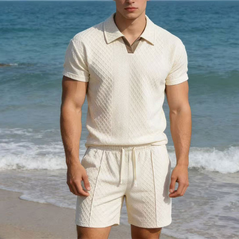 2026年夏100kgメンズスーツ無地ワッフルラペルスリムフ - Slim Fit Suit Set のレビューと価格