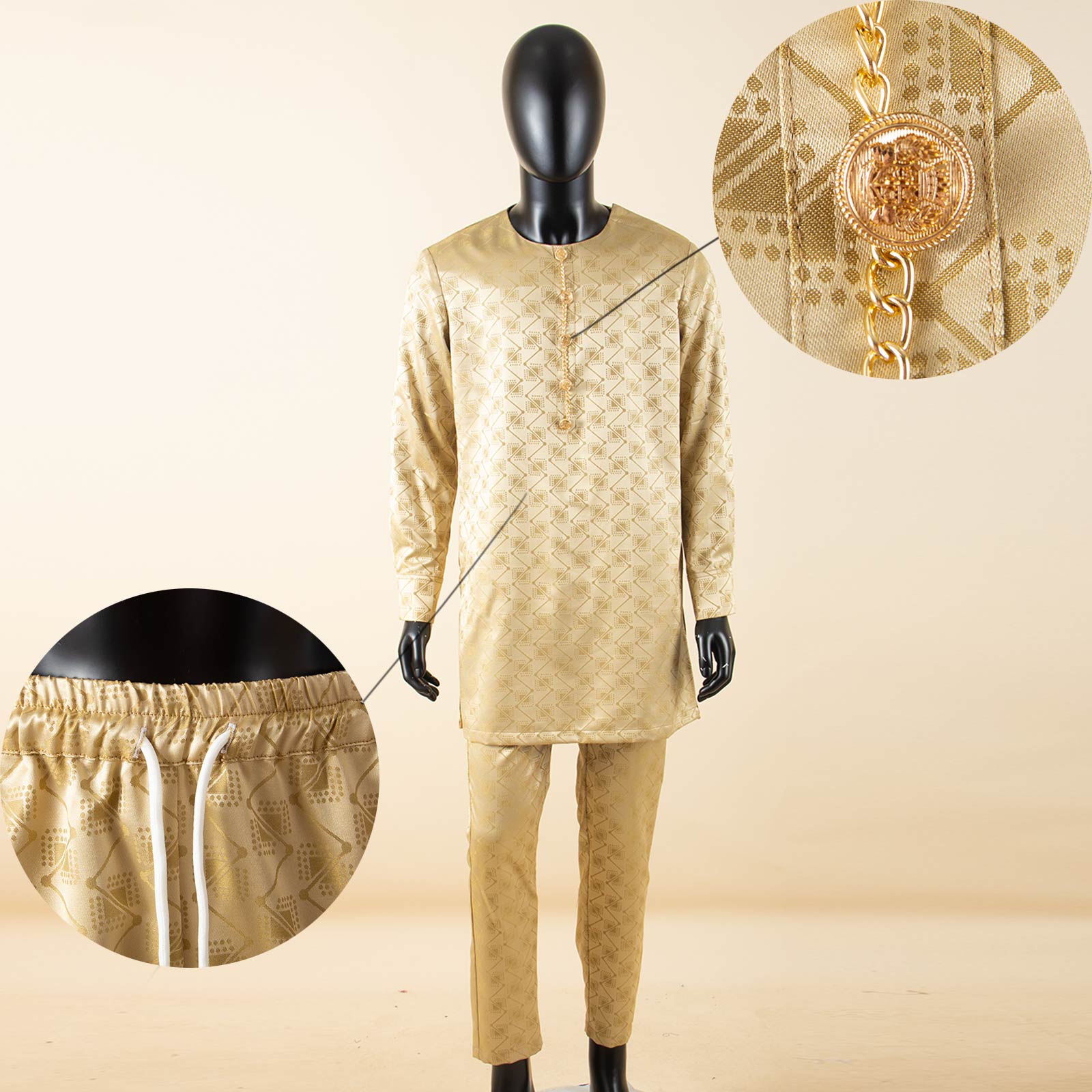 Dashiki プリントメンズロングシャツ + ズボン 2  - Men Formal Party Wear Shirt のレビューと価格