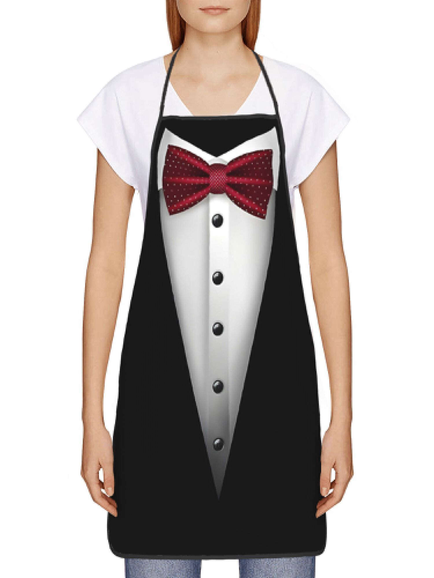 タキシードエプロン赤い蝶ネクタイキッチン調理ベーキングギフト - Men'S Formal Wear Bow Ties のレビューと価格